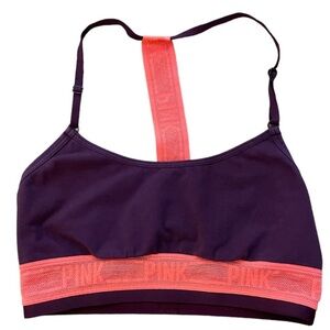 EUC Victoria Secret Pink maroon and coral sports bra size small